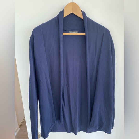 Zara Knit Open Front Navy Cardigan - Picture 2 of 5